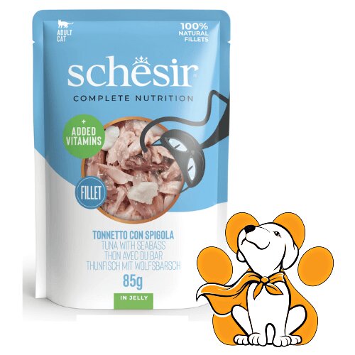 Schesir Cat Pouch Tuna & Seabass in Jelly 85g, Fileti Tune i Brancina u Želeu Cene