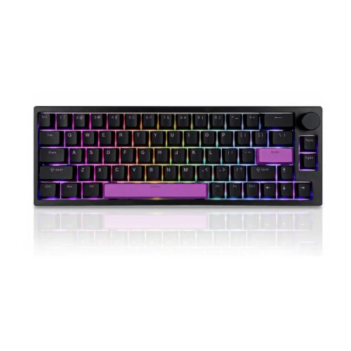 Lorgar wireless mechanical gaming keyboard pro, 2.4 ghz, bt, rgb backlight, 16 modes, 66 keys, 50M presses, linear toxic purple switches, multimedia knob, built-in 3750 mah battery, hot swap, gasket mount, spring cable 2.3m, black red white Cene