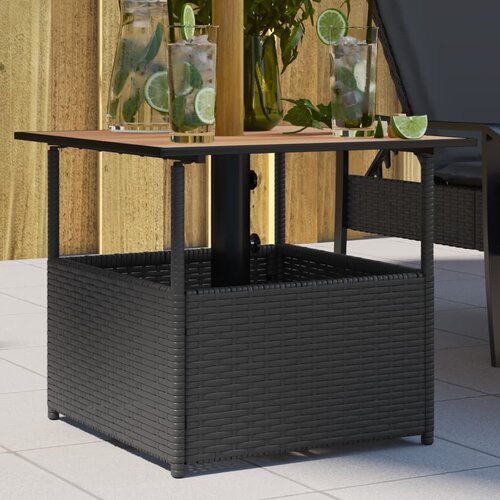 vidaXL Vrtni stol s rupom za suncobran crni 55x55x46,5 cm poliratan Cijene