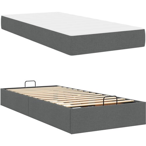  Okvir kreveta s madracem 2 kom. Siva nijansa tkanina Zagasitosiva 100 x 200 cm Slike