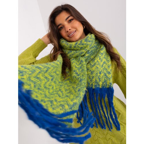 Fashion Hunters Navy blue and yellow women&amp;#039;s scarf with patterns Slike