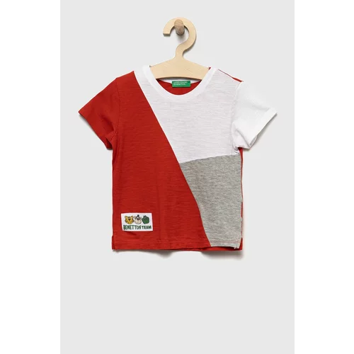 United Colors Of Benetton Otroški bombažen t-shirt rdeča barva