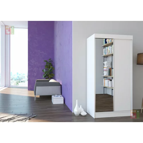 ADRK Furniture Garderobna omara z drsnimi vrati Nevada mat bela ali hrast sonoma 100x200x62 cm