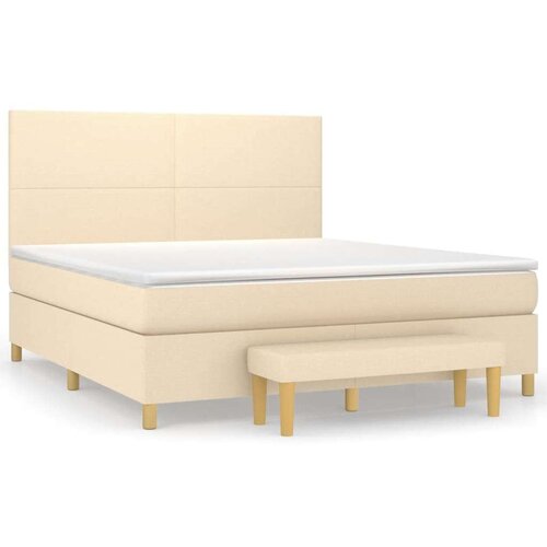  Krevet s oprugama i madracem krem 180x200 cm od tkanine Slike
