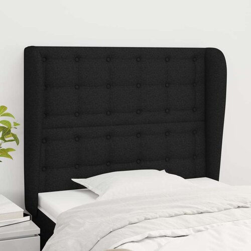  Uzglavlje s u&amp;scaron;ima crno 103x23x118/128 cm od tkanine Slike