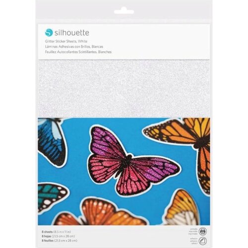 Silhouette Printable Sticker Sheets - Glitter White Cene