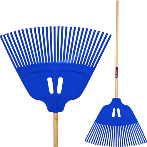 KADAX Grablje za listje, vrtne in travne grablje z lesenim ročajem, 174 cm, pahljačaste grablje, (5000353693) Slike