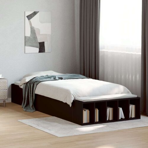 VidaXL Okvir za krevet crni 90 x 190 cm od konstruiranog drva Slike