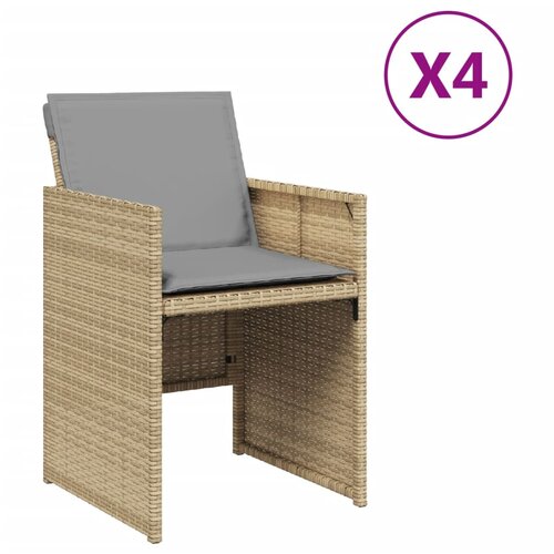 Maison Chic Vrtni stoli - Stol za vrt z blazinami 4 kosi bež poli ratan JS2205, (21877030) Slike