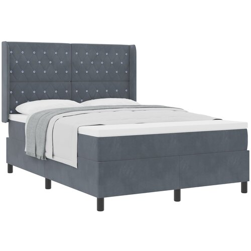 VidaXL Box Spring Krevet s Madracem Tamno Siva 160x200 cm Bar&amp;scaron;un Slike