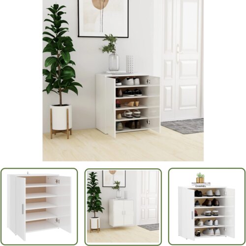 The Living Store Omarica za čevlje visok sijaj bela 60x35x70 cm iverna plošča - Omara Za Čevlje, (21744596) Cene