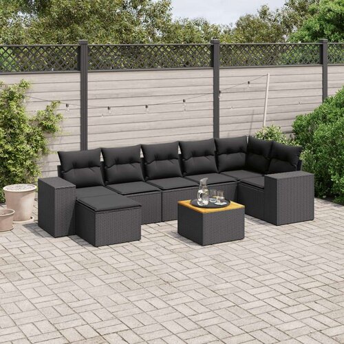  8-dijelni set vrtnih sofa od poliratana s jastucima crni Cene