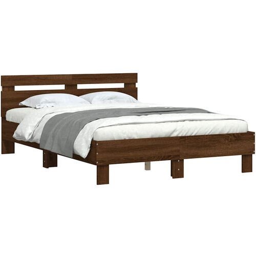  Okvir za krevet s uzglavljem i LED boja hrasta 120x190 cm Slike