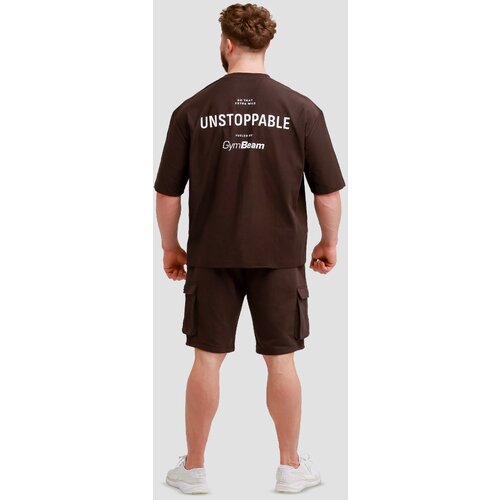 GymBeam Mu&amp;scaron;ka oversized majica Unstoppable Brown Slike