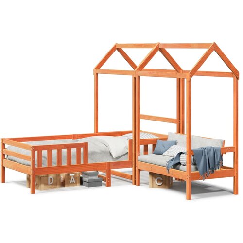 VidaXL Set kreveta i klupe s krovom vo&amp;scaron;tano smeđi 80x200 cm borovina Slike