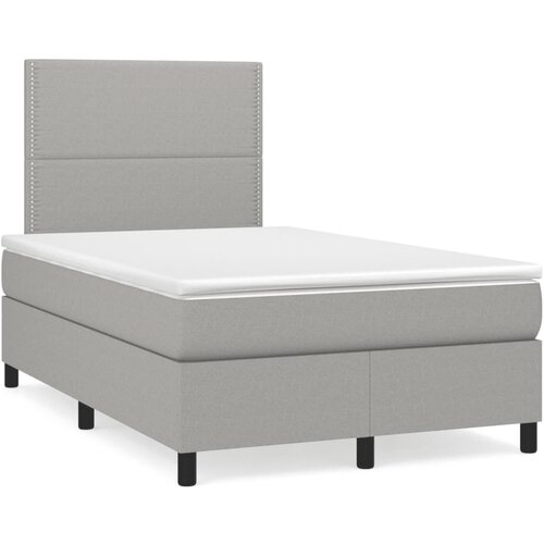 VidaXL Boxspring postelja z vzmetnico svetlo siva 120x190 cm blago Slike