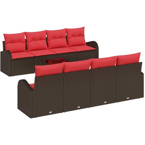 vidaXL Vrtna sedežna garnitura 9 pcs Bež Rdeča 55 x 55 x 37 cm, (5000039482) Cene