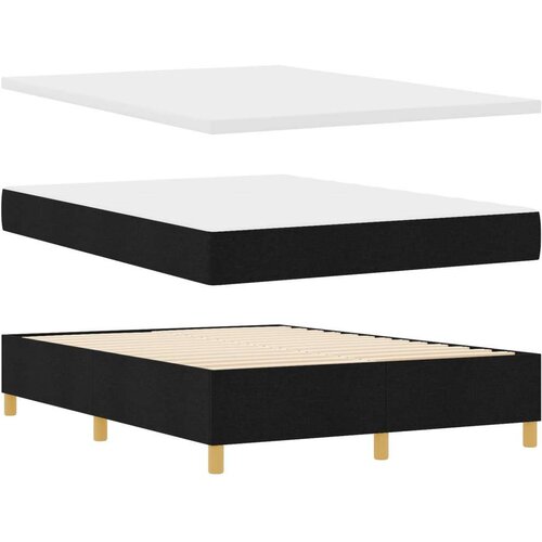 VidaXL Box Spring Krevet s Madracem i Klupom Crni 140x200 cm Tkanina Slike