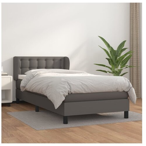  Box spring postelja z vzmetnico siv 100x200 cm umetno usnje Cene