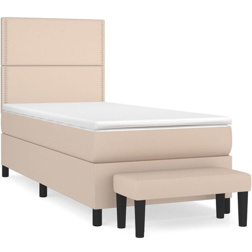 vidaXL Krevet s oprugama i madrac cappuccino 90x200 cm od umjetne kože Cene