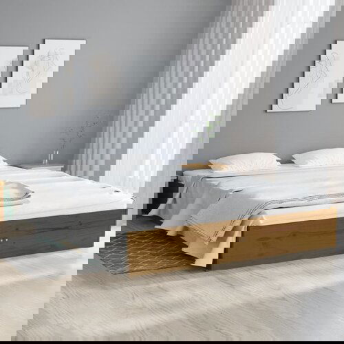 The Living Store Posteljni okvir medeno rjav iz trdnega lesa 135x190 cm - Posteljni Okvir, (21523030) Slike
