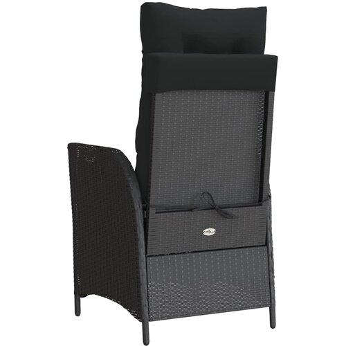  3-dijelni bistro set s jastucima crni od poliratana Slike