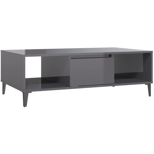 Maison Chic Klubska mizica - kavna mizica - Nizka mizica visok sijaj siva 103,5x60x35 cm iverna plo&amp;scaron;ča, (21752070) Slike