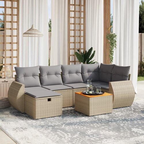 vidaXL 7-dijelni set vrtnih sofa s jastucima bež od poliratana Cijene