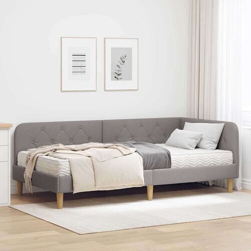  Kutni okvir kreveta s madracem Sivo-smeđa 90 x 190 cm tkanina Cijene