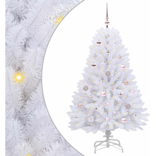 vidaXL Umetno Zložljivo Božično Drevo Bela 150 cm PVC in jeklo, (5000111446) Cene