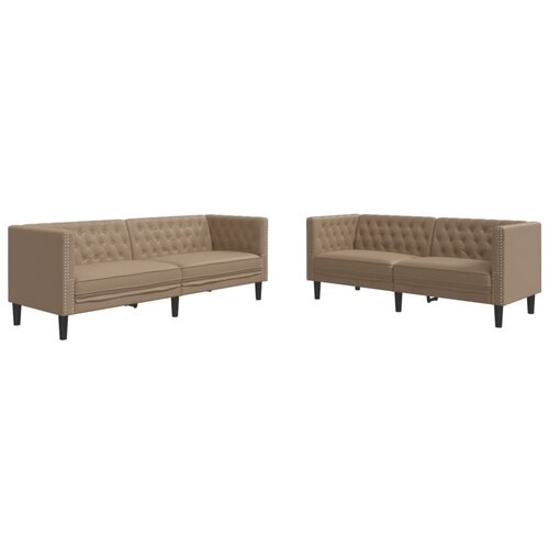 vidaXL Komplet Chesterfield kavčev 2-delna kapučino um. usnje, (21749177) Cene