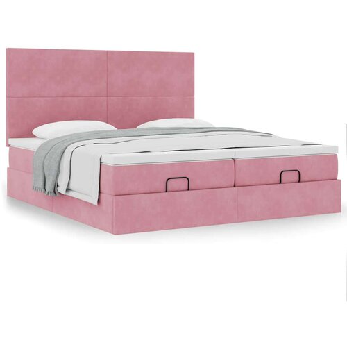 vidaXL Otomanski posteljni okvir z vzmetnicami roza 160x200cm žamet, (21610017) Cene