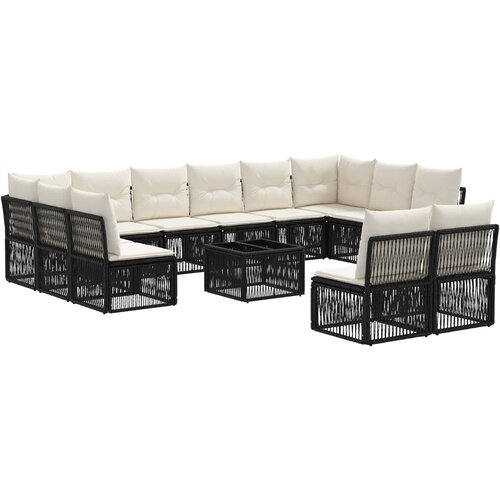 vidaXL Vrtna sedežna garnitura 13 pcs Črna poli ratan, (5000272061) Cene
