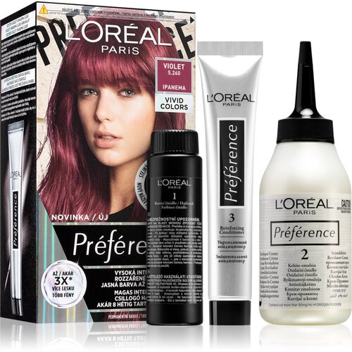 L´Oréal Paris préférence vivid colors barva za lase za barvane lase za vse vrste las 60 ml odtenek 5,260 violet Cene