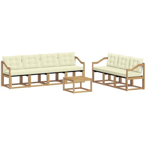 vidaXL Zunanja garnitura za sedenje z blazino 8 pcs Bela in krem, (5000280383) Cene