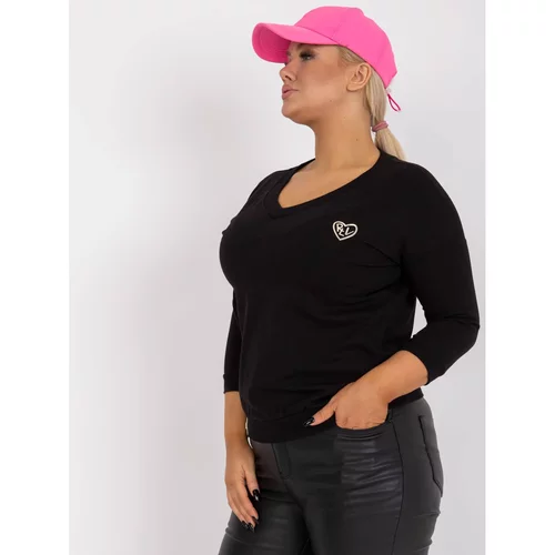 Fashion Hunters Black casual plus size blouse with small print