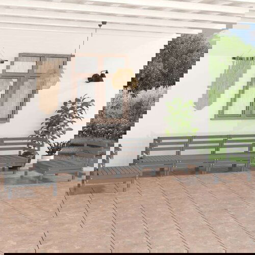  Vrtna sedežna garnitura 6-delna siva trdna borovina, (20675389) Cene
