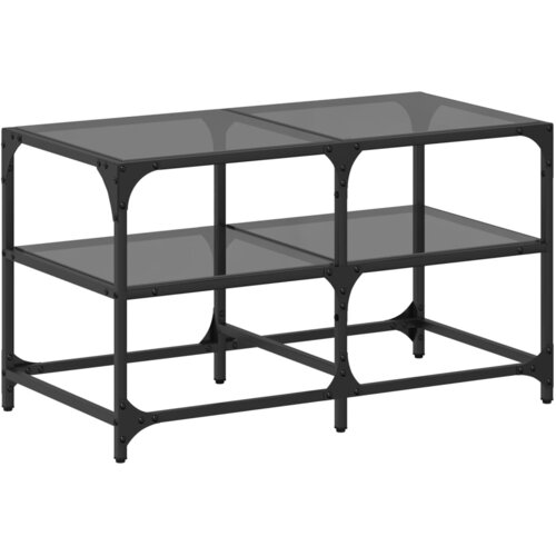  Stolić za kavu s crnom staklenom povr&amp;scaron;inom 78,5x40x45 cm čelik Slike