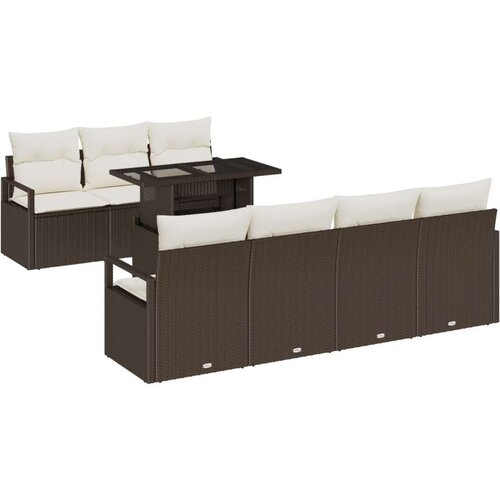  8-dijelni Vrtni Sofa Set s Jastučićima Smeđi Poli Ratan  2-sjedalna Vrtna Sofa s Skladištem i Jastučićima Smeđi Poli Ratan Cijene