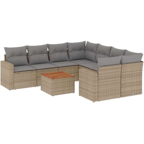 vidaXL 9-dijelni set vrtnih sofa s jastucima bež od poliratana Cijene