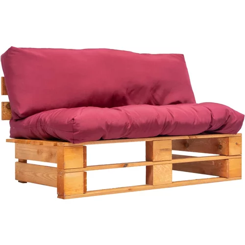  sofa od paleta od borovine s crvenim jastucima