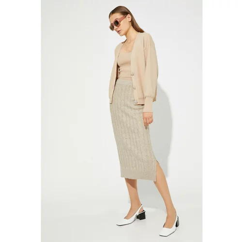 Koton Women's Skirtly Yours Styled By Melis Agazat - Pencil Skirt With Braids