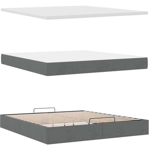 VidaXL Otomanski krevet s madracem tamnosivi 160x200cm od tkanine Slike