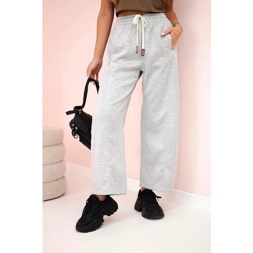 Kesi Włoski Butter trousers tied at the waist Grey melange Slike