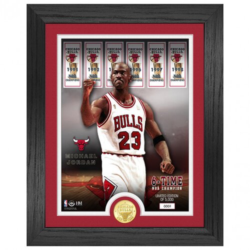 The Highland Mint michael jordan 23 chicago bulls 6 time nba champ banners bronze coin photo mint bronasti kovanec in fotografija v okvirju Cene
