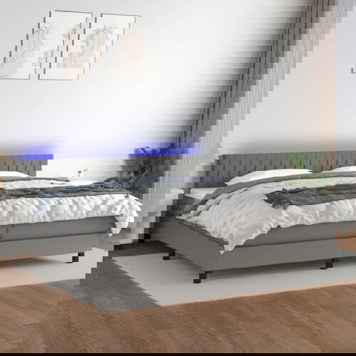 The Living Store Box spring postelja z vzmetnico LED temno siva 200x200 cm blago - Box Spring Postelja, (21521436) Cene