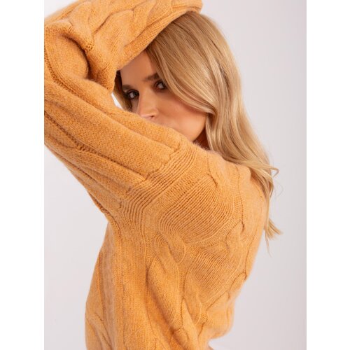 Fashion Hunters Camel sweater knitted with cable Slike