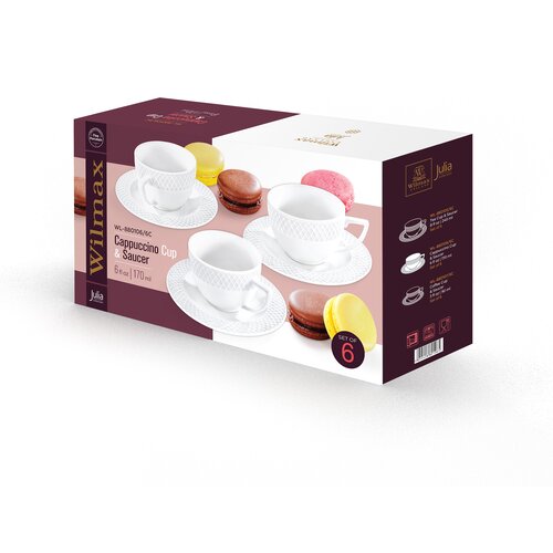  Set 6 Skodelic in Podstavkov za Kapučino Julia, Porcelan, 170ml Cene