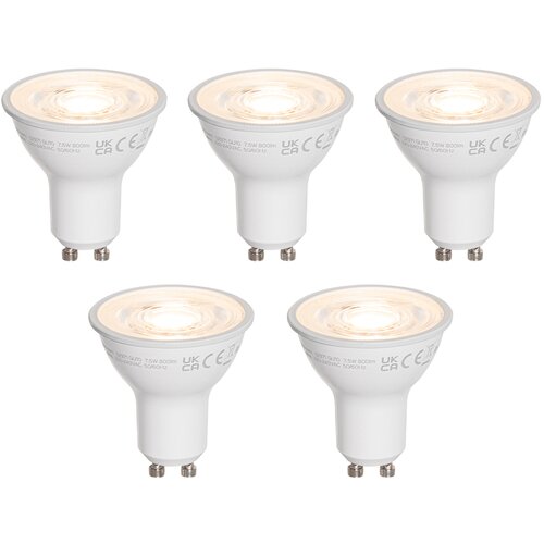 LUEDD Set van 5 GU10 50mm LED lampen helder 7.5W 800 lm 3000K Slike
