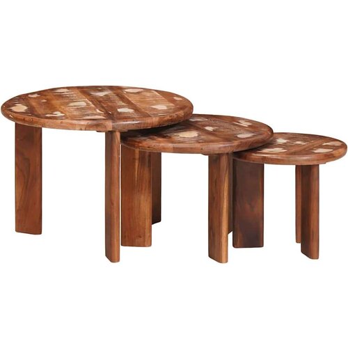  Stolovi za slaganje 3 pcs &amp;Scaron;areni Čvrsto reciklirano drvo Slike
